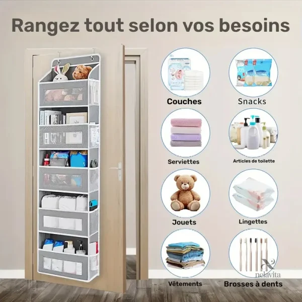 Organisateur mural de porte pour chambre bébé