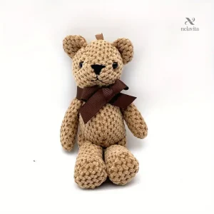 Ourson en peluche tricoté avec nœud – Jouet bébé doux et sécurisé | Jouets bébé et tout-petit
