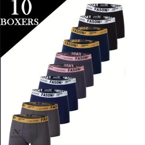Pack de 10 Boxers homme noirs confortables – Ceinture élastique stylée