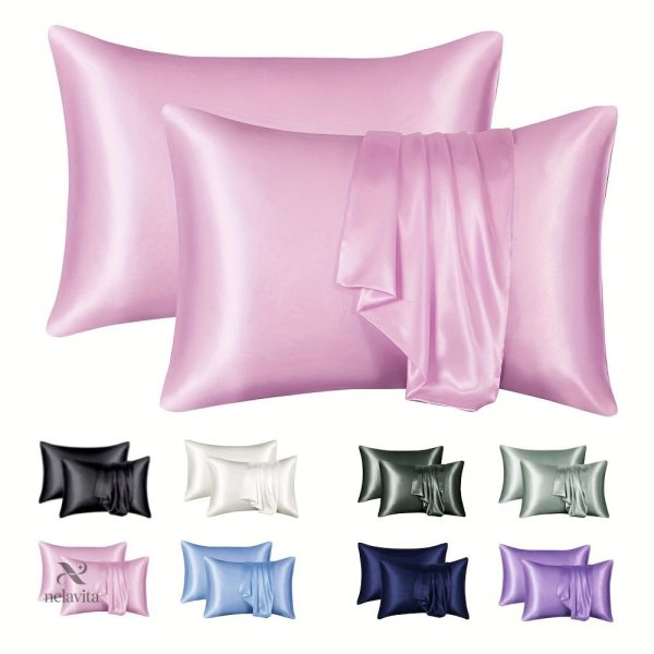 Taies d'oreiller en satin, 2 pièces, design simple