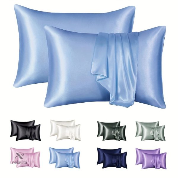 Set de 2 taies d'oreiller satin, couleurs modernes