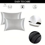 Taies d'oreiller unies en satin, pack de 2