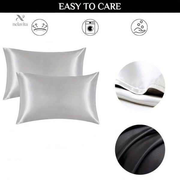 Taies d'oreiller unies en satin, pack de 2