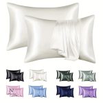 Satin taies d'oreiller, deux coloris unis