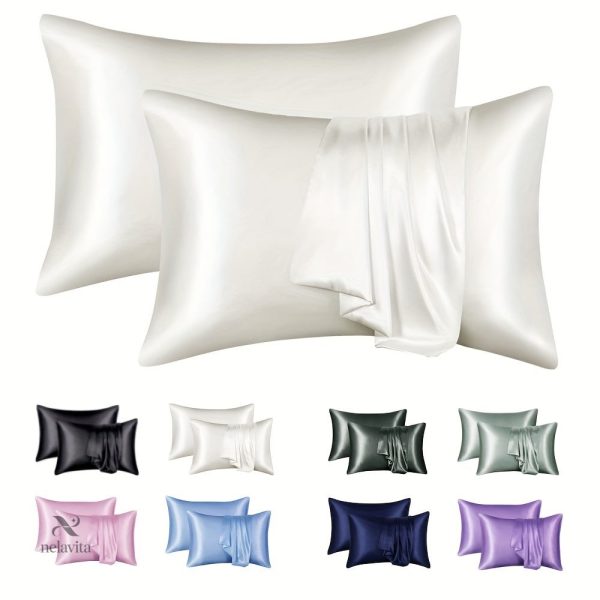 Satin taies d'oreiller, deux coloris unis