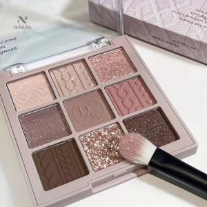 Palette Fards à Paupières Nude & Pailletés – 9 Teintes Chaudes Ultra Pigmentées pour Look Naturel ou Glam