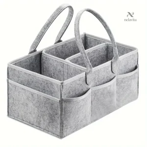 Panier de Rangement Bébé en Feutrine avec Compartiments – Organisateur de Couches, Jouets et Accessoires