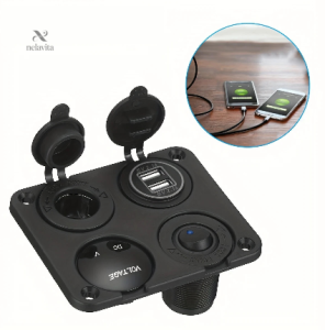 Prise USB avec voltmètre pour voiture et bateau