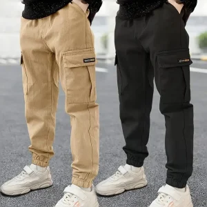 Pantalon Cargo Garçon avec Poches Latérales – Pantalons Enfant Mode Décontractée et Confort Quotidien