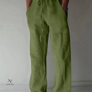 Pantalon décontracté pour homme grande taille, élégant, 100% coton