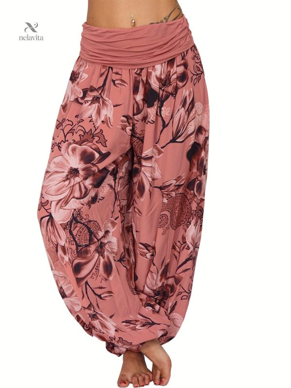 Pantalon fleuri avec taille élastique pour un confort optimal