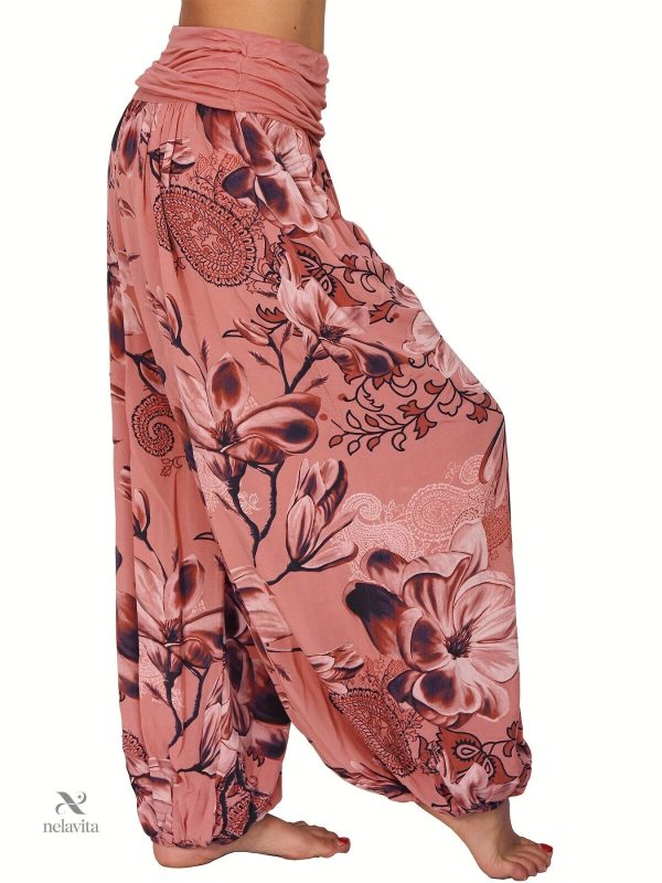 Motif floral élégant sur pantalon grande taille