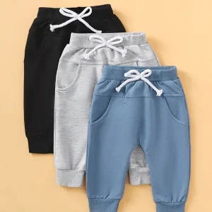 Pantalon Jogging Garçon Coton Confort – Pantalons Enfant avec Taille Élastique et Cordon Ajustable