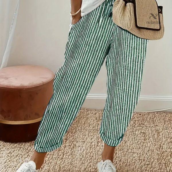 Pantalon rayé femme, style ample et tendance