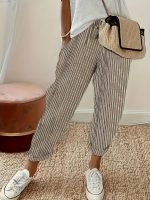 Pantalon à rayures pour femmes, coupe large et aérienne