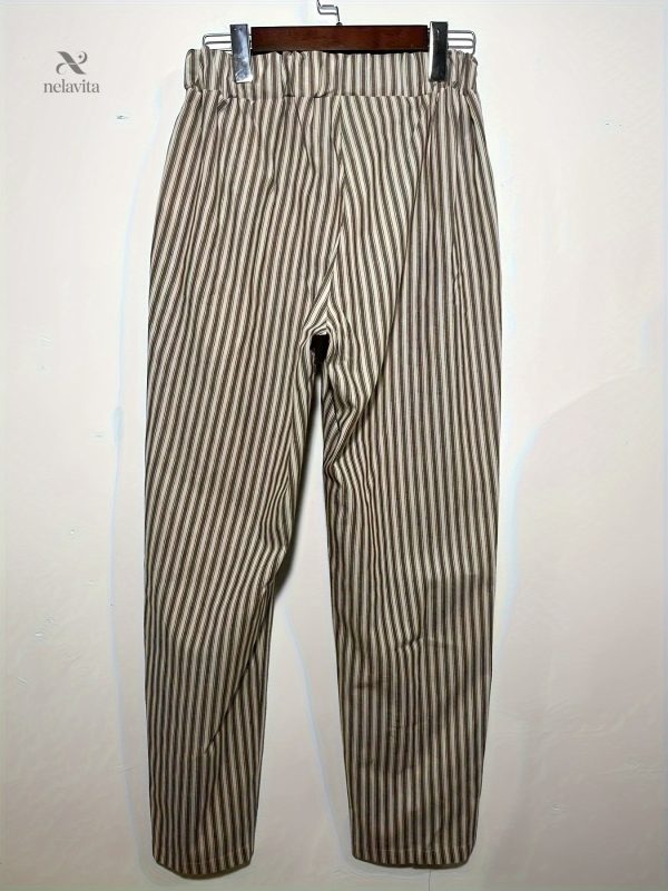 Pantalon large à rayures, parfait pour un style chic