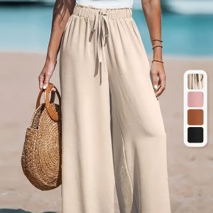 Pantalon large taille haute pour femme