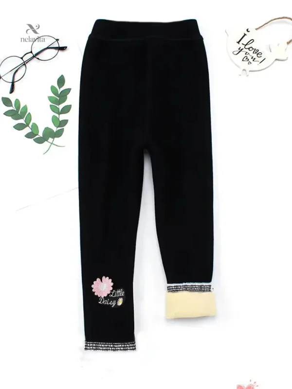pantalon-legging-fille-hiver-double-chaud-avec-motif-fleur-daisy-1