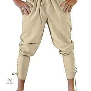 Pantalon long homme en lin style médiéval