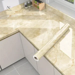 Papier Peint Adhésif Effet Terrazzo – Rouleau Étanche et Facile à Poser pour Cuisine, Salle de Bain et Meubles