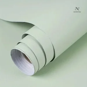 Papier Peint Adhésif Uni Vert Clair – Rouleau Étanche et Facile à Poser pour Décoration Murale et Meubles