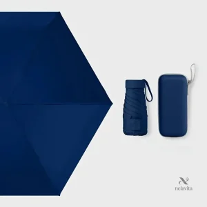 Parapluie pliable bleu ciel avec étui rigide  Compact, léger et imperméable