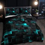 Literie stylée en trois pièces motifs tech