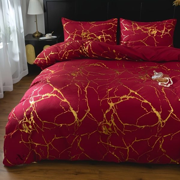 Draps 3 pièces au design marbré doré