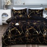 Parure de lit 3 pièces effet marbre doré - vue 5