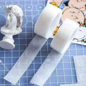 Pastilles adhésives transparentes double face en rouleau