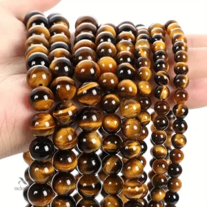 Perles en pierre Oeil de Tigre pour accessoires
