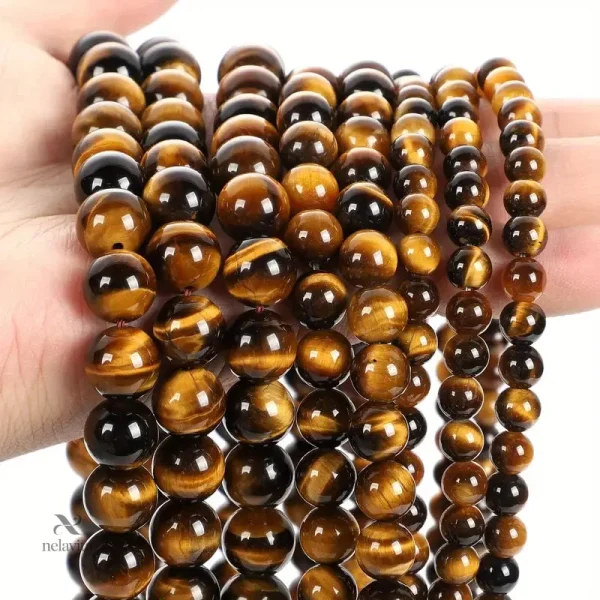 Perles en pierre Oeil de Tigre pour accessoires