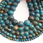 Perles rondes jaspe océan pour création de bijoux