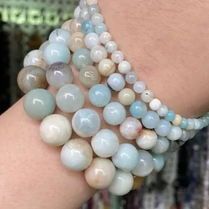 Perles rondes en pierres précieuses naturelles multicolores – Pierres en vrac pour création de bijoux, DIY et lithothérapie