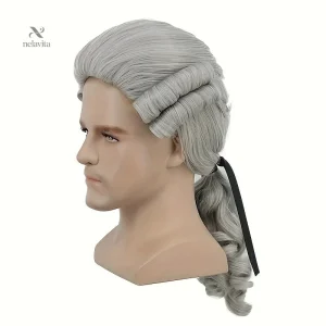 Perruque Homme Cheveux Longs avec Ruban – Look Élégant & Cosplay Classique
