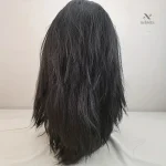 Perruque noire longue avec barbe et moustache pour homme