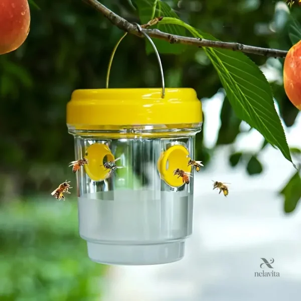 Couvercle jaune pour capturer guêpes et mouches efficacement