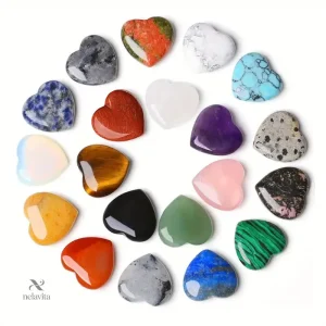 Pierres précieuses en vrac en forme de cœur – Cristaux naturels polis multicolores pour lithothérapie, méditation et décoration