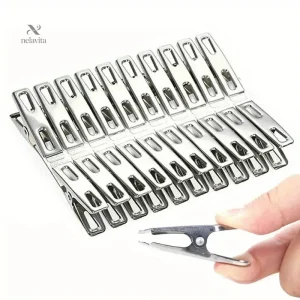 Pinces à linge métalliques inox ultra-résistantes, lot de 20