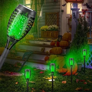 Piquets de Jardin Décoratifs Solaires – Torches LED Effet Flamme Multicolore, Éclairage Extérieur Étanche pour Ambiance Festive
