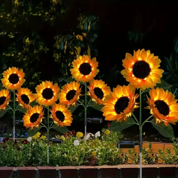 Piquets de jardin lumineux en forme de tournesols