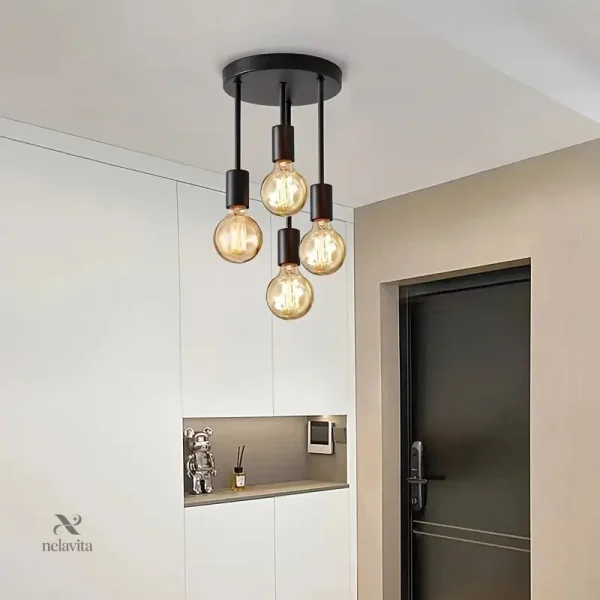 Plafonnier design vintage avec quatre sources lumineuses