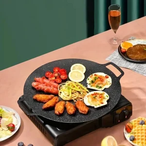 Plancha ronde en fonte antiadhésive 30cm portable