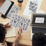 Planche de tatouages temporaires artistiques à découper