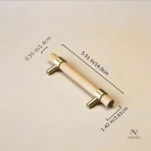 Poignée de Tirage en Bois et Métal 28 cm – Accessoire de Meuble et Porte pour Prise en Main Ergonomique