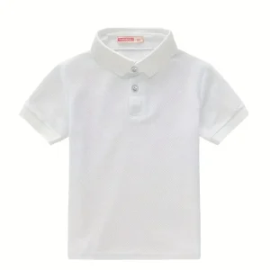 Polo garçon manches courtes bleu clair – Haut élégant en coton respirant