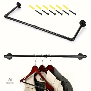 Barre de suspension en métal noir pour boutiques