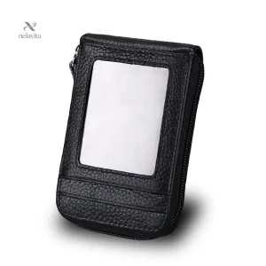 Porte-cartes homme zippé – Portefeuille compact grande capacité pour cartes, billets et pièces