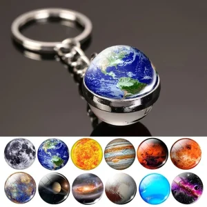 Porte-Clés 3D en Verre – Design Sphérique Astronomique, Idée Cadeau Originale et Élégante