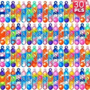 Porte-clés Pop It antistress pour enfants – Lot de 30 mini modèles